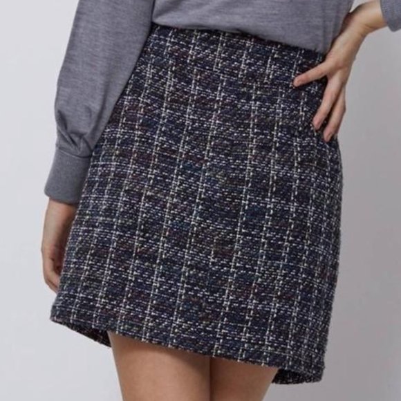 NEW BALDWIN Women Milla Multi Plaid Woven Tweed High Waisted Mini Zipper Skirt - Picture 6 of 7
